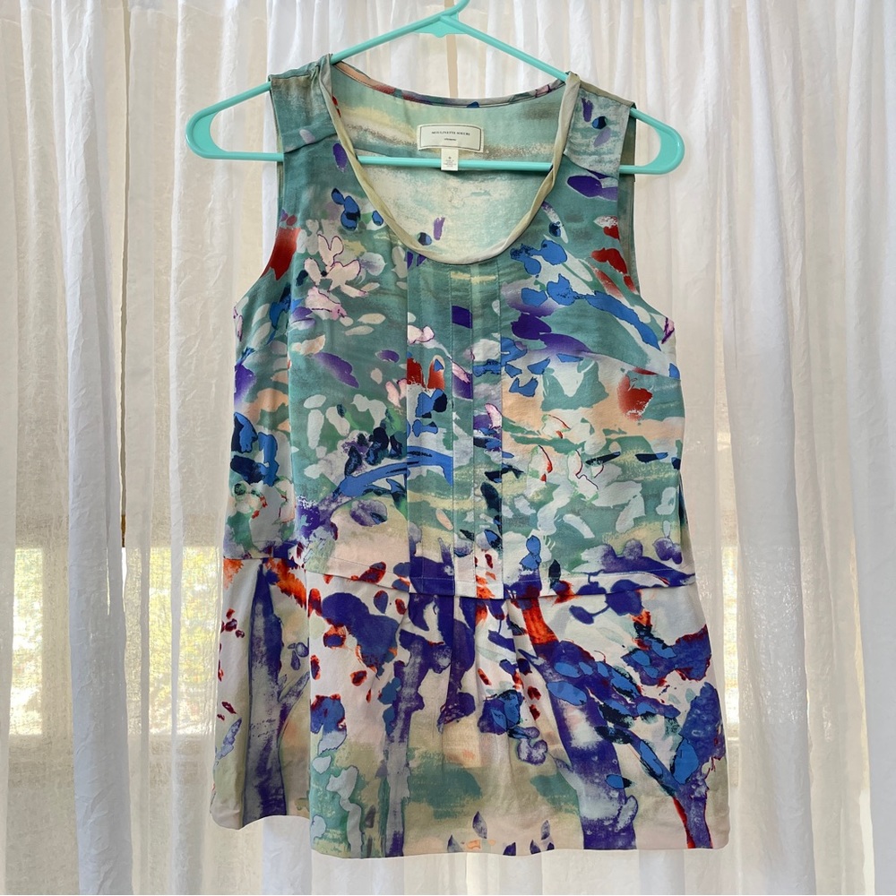 100% Silk Anthropologie Moulinette Soeurs Silk Sleeveless Watercolor Top